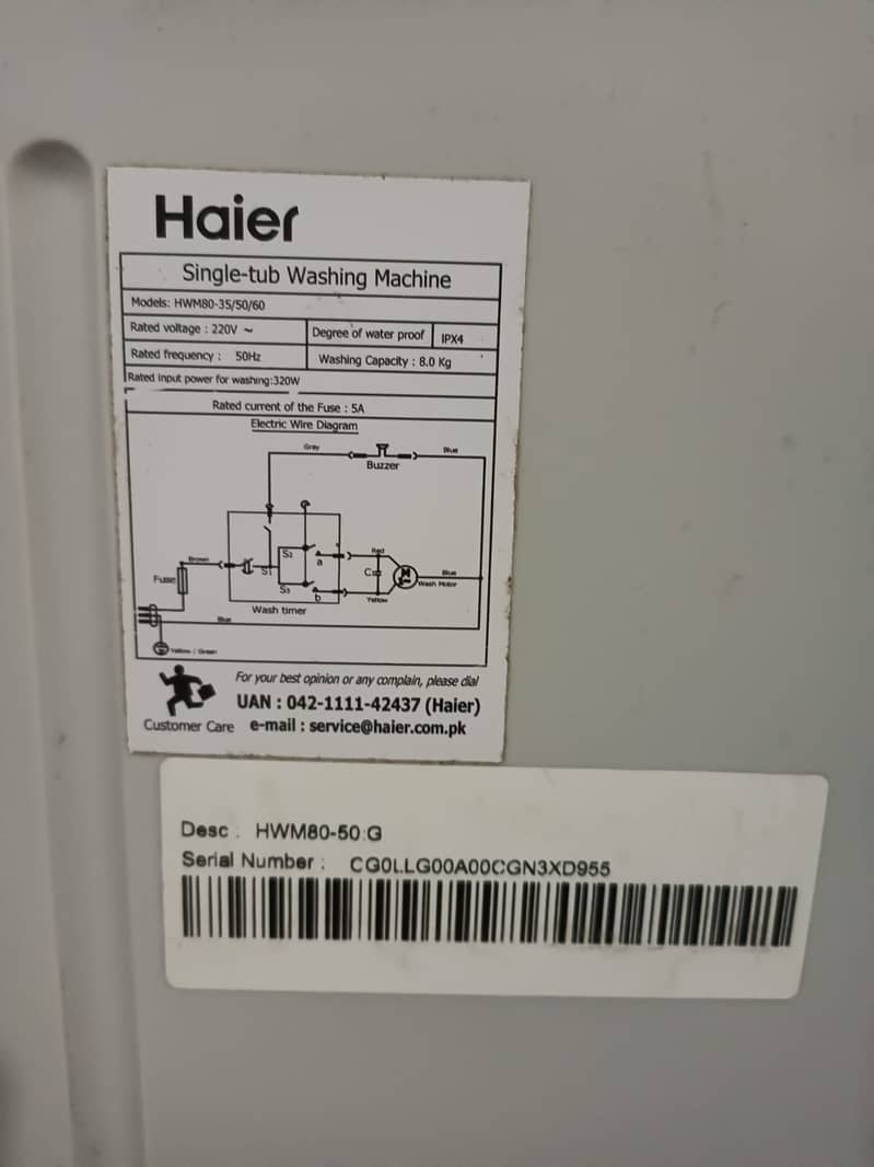 Haier single tub washing machine 2