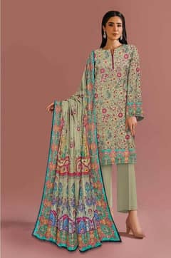 3 pcs Woman's unstitched lawn printed suit