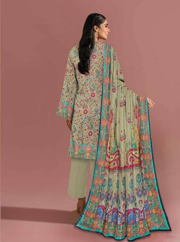 3 pcs Woman's unstitched lawn printed suit 2