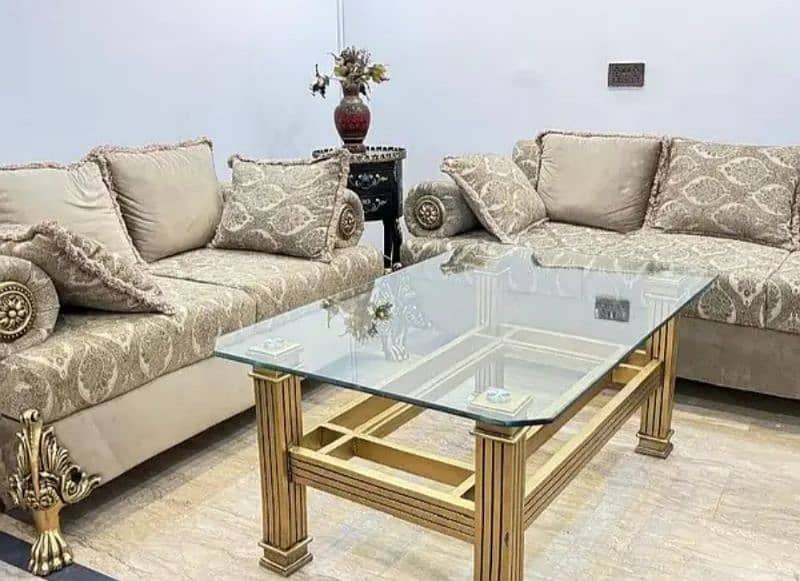 5 seater king size sofa set with complete drawing room seal argent 1