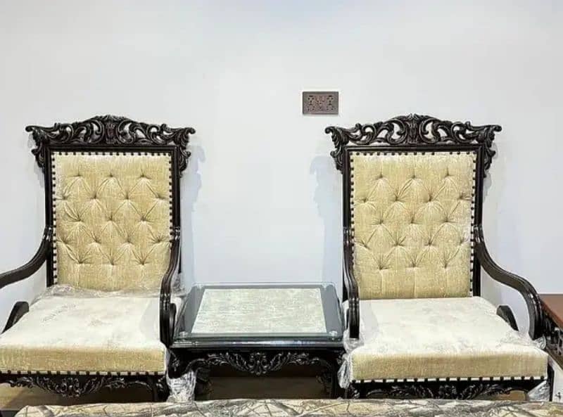 5 seater king size sofa set with complete drawing room seal argent 3