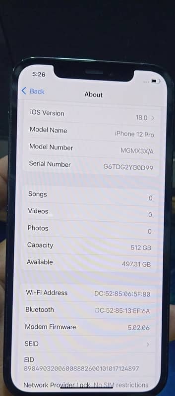 iphone 12pro 512GB PTA approved 2