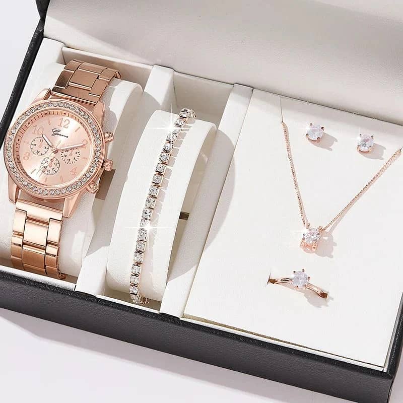 6pcs Square Quartz Watch Dainty Bracelets Set For Women’s Watch 6