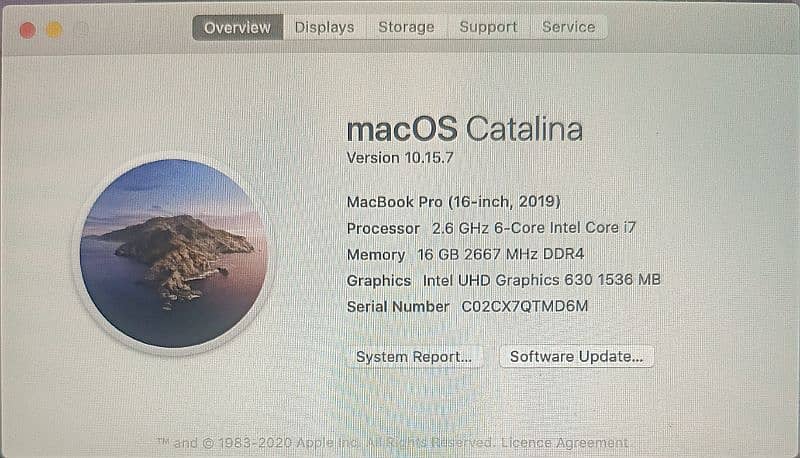 MacBook pro (2019_16 inch) Core i7, 16/512SSD 6