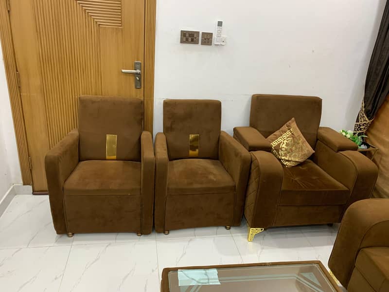 3 seater 1 seater chair and table set in pure wood 6