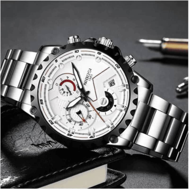 FNGEEN White and black Men’s Stainless Steel Watch Dial and Band 4