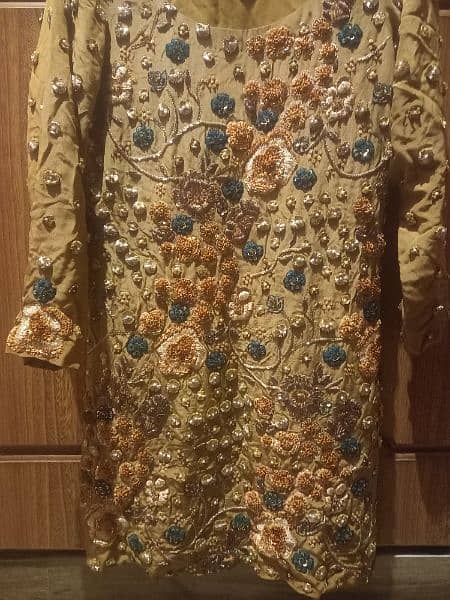 3 Piece with Gota work with Embroidered pearls stone designers dress 9