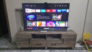 TCL C825 65" 4K QLED Android Mini LED TV. with Wooden Console