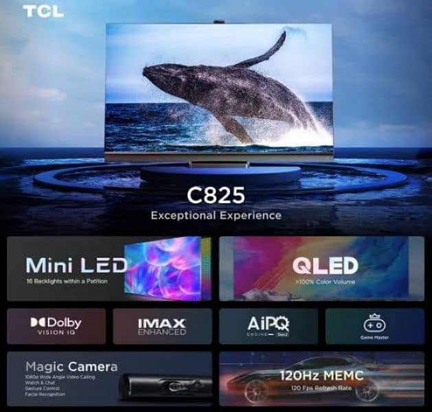 TCL C825.65 inch 4K TV Android Mini LED QLED with Wooden Console 12