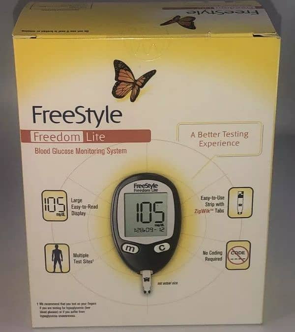 Abbott Free Style blood glucose meter easy-to-read display large 1ct 1