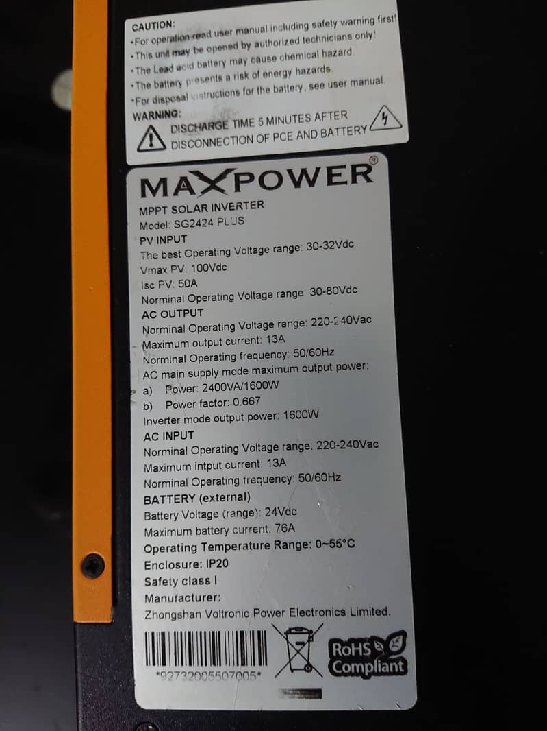 Max Power 2.4 KVA Hybrid UPS, 1600 Watts just like new 2