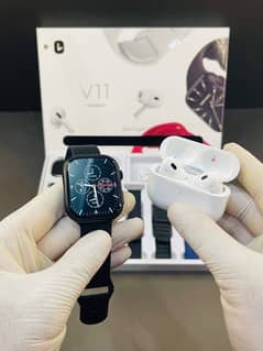 V11 Classic Smart Ultra Touch Watch With Airpods Pro And 7 Straps