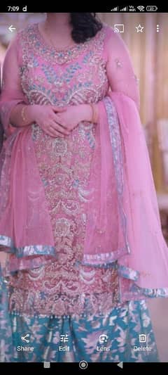 engagement, party wear dress, handmade kora dabka work