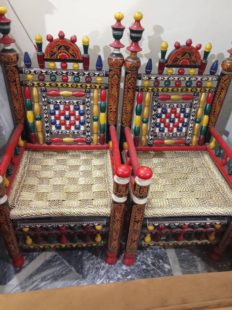 2 Chairs(Colourful peeray) پیڑے 1