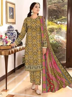 3pcs whomen'Unstitched khaddar printed suit 0