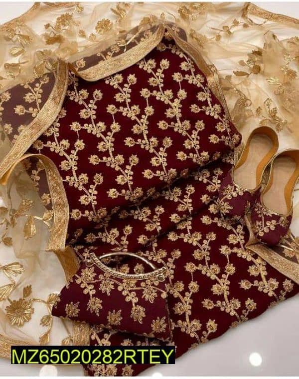 5 pcs women's unstitched crinkle shiffon embroidery fancy dress 1