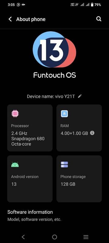 vivo y21t ram 4+1 memory 128gb 3