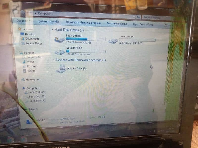 Toshiba Laptop Core i3 3rd generation 4gb ram 250 gb hard 2