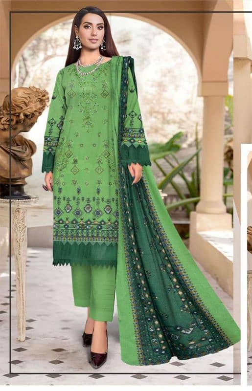 3 Pcs Women's Unstitched Karandi Printed Suit 2