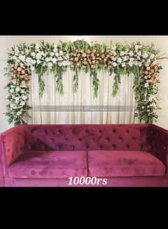 Stage decoration,  fresh & artificial flower, Wedding mehdi , mayyon