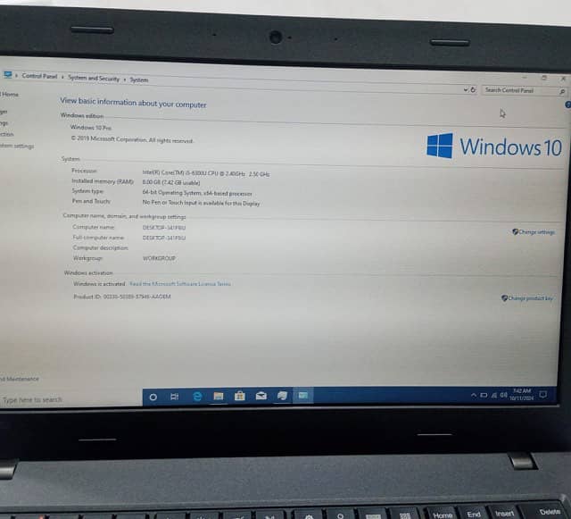 lenovo T460 i5-6th-Generation. 8GB-RAM. 256GB-SSD 10