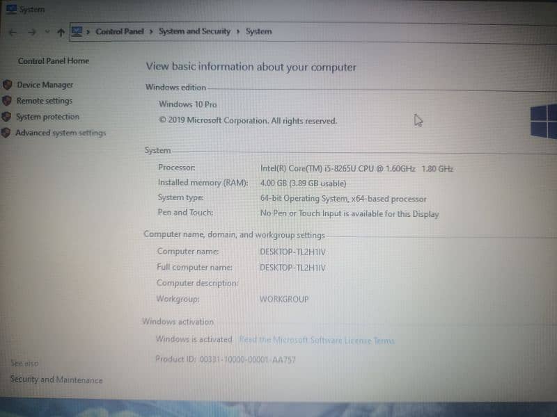 Hp Laptop i5 8th Generation ( Battery time Zero) 9