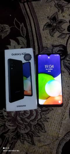 Galaxy A22 with box 4/118 just glass nehlche se crack hy all ok 0