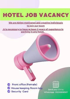 urgant staff need for 3 star Hotel