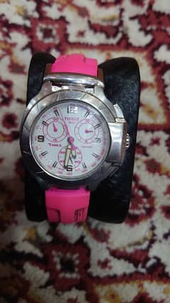 Tissot Women's T048217A T-Race White Dial Pink Silicone Strap Watch