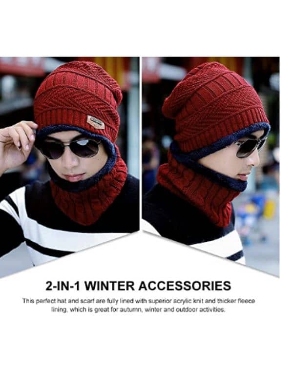 Beanie Wool Cap With Neck Warmer 2 Pcs High Quality Warm Cap and Neck 4