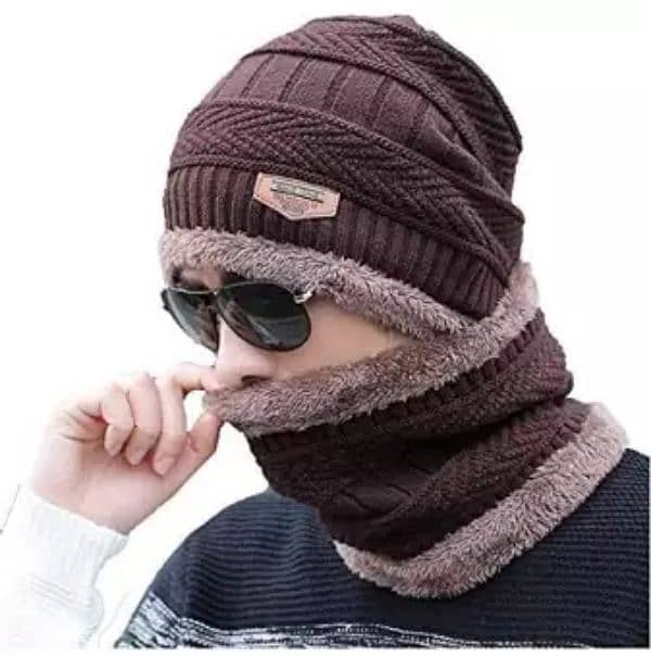 Beanie Wool Cap With Neck Warmer 2 Pcs High Quality Warm Cap and Neck 6