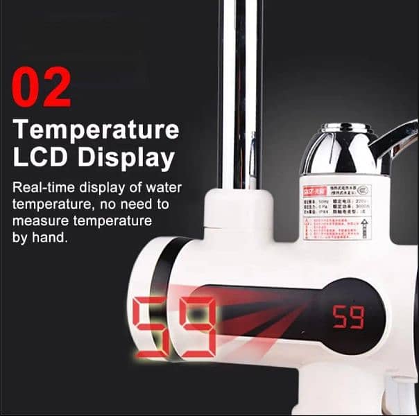 Instant Hot Water Tap, Kitchen & Bathroom Digital Display Geyser 3