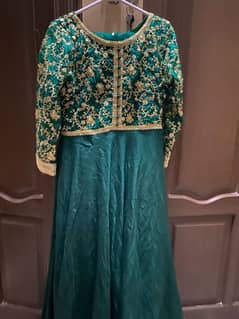 green colored maxi with dupatta