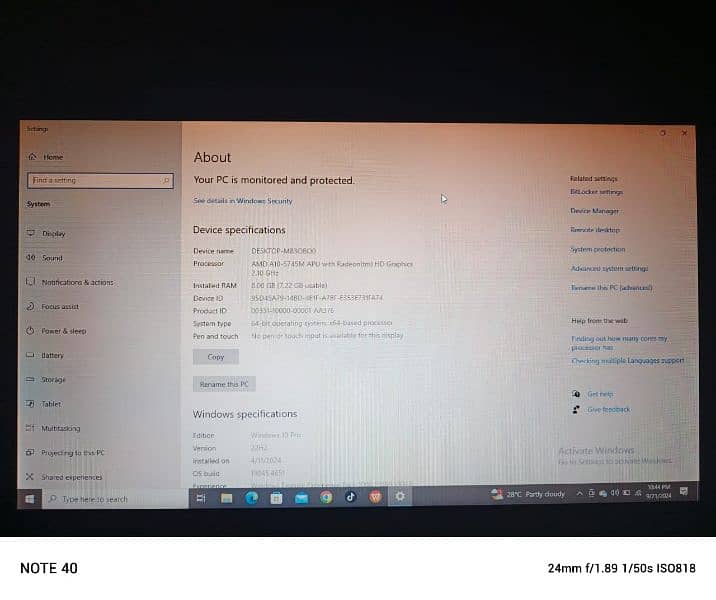 HP A 10 5745 M 8 GB RAM 256 SSD 3