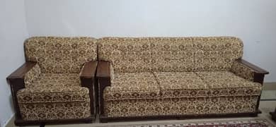 7-Seater Sofa Set - Heavy Wooden Frame, Excellent Condition