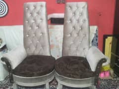 High Back Chairs with Round Small Table valvet Fabrics