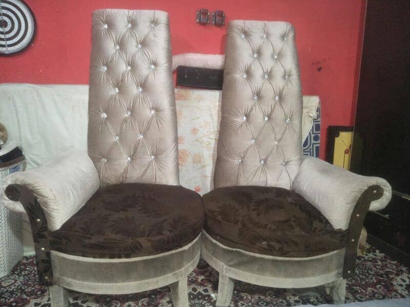 High Back Chairs with Round Small Table valvet Fabrics 2