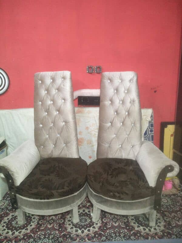 High Back Chairs with Round Small Table valvet Fabrics 3