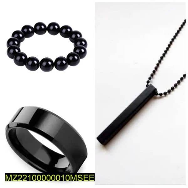 Vertical Bar Boy's pendent ring and bracelet set pack of 3 PCs 1