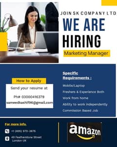 online marketing Job For Females / Girls freshers