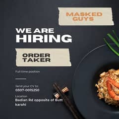 Order taker required at Maskedguys 0