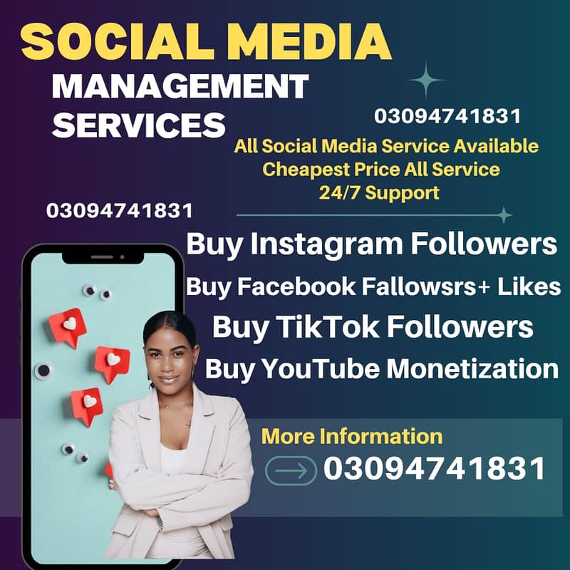 Instagram,Tiktok,facebook,youtube promotions,followers,likes,views 1