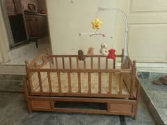 Imported Wooden Baby Cot with Swing