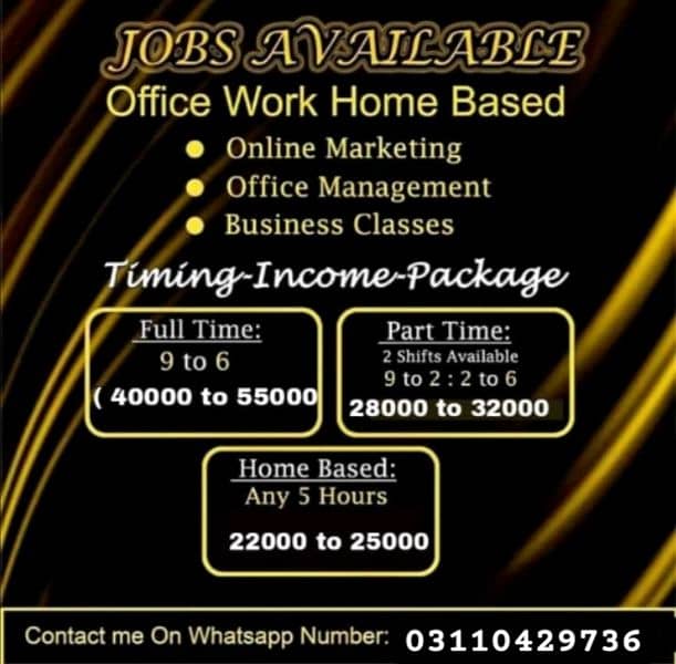 Male female & students Full time part time work available 0