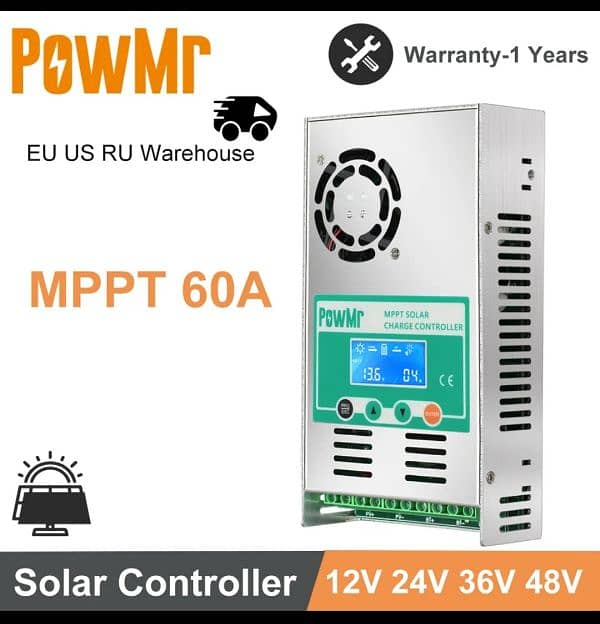 PowMr MPPT Solar  inverter Controller 60A solar Charger 12V 24V 7