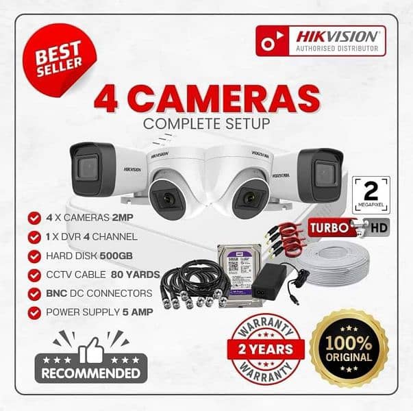 4 CCTV Camera's Package Hikvision 0