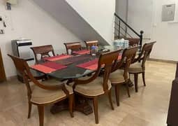 wooden Dining table with Eight chairs 0