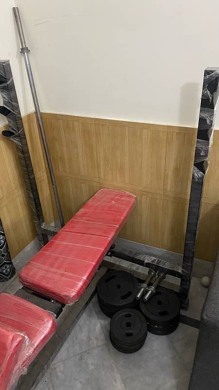 New Bentch press, Dumble rod, Long rod & Weight plates 5