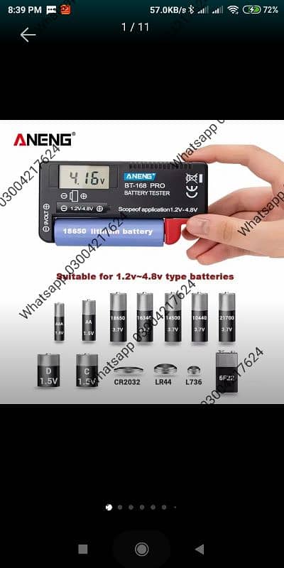 BT-886 Portable Battery Capacity Indicator Compact Size Lithium Batt 2