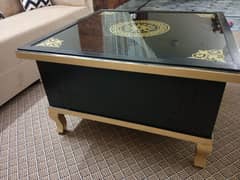 Center Mirror Table New Black & Golden Square 0331-5507990